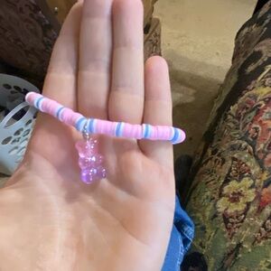 Pink clay bead bracelet